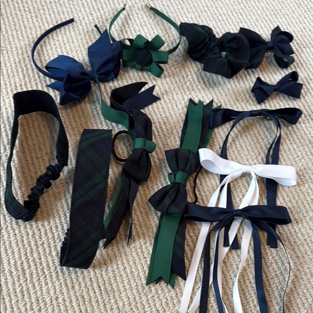 Uniform  Navy and Green Kids Hair Accessory Collection